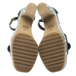 Stella McCartney Blue Faux Suede And Python Print Platform Ankle Strap Sandals Size 39 For Women -Stella McCartney Sales luxury women stella mccartney used shoes p107116 006