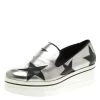 Stella McCartney Grey Metallic Faux Leather Binx Star Platform Slip On Sneakers Size 38 For Women -Stella McCartney Sales luxury women stella mccartney used shoes p109322 001
