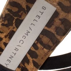 Stella McCartney Black Faux Patent Leather Linda Leopard Print Cork Wedge Sandals Size 38 For Women -Stella McCartney Sales luxury women stella mccartney used shoes p117031 0007