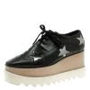 Stella McCartney Black Faux Leather Elyse Star Platform Derby Size 37.5 For Women