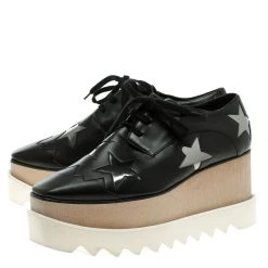 Stella McCartney Black Faux Leather Elyse Star Platform Derby Size 37.5 For Women -Stella McCartney Sales luxury women stella mccartney used shoes p117535 004