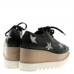 Stella McCartney Black Faux Leather Elyse Star Platform Derby Size 37.5 For Women -Stella McCartney Sales luxury women stella mccartney used shoes p117535 005