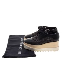 Stella McCartney Black Woven Faux Leather Canyon Wicker Elyse Platform Brogues Size 36.5 For Women -Stella McCartney Sales luxury women stella mccartney used shoes p121098 0008