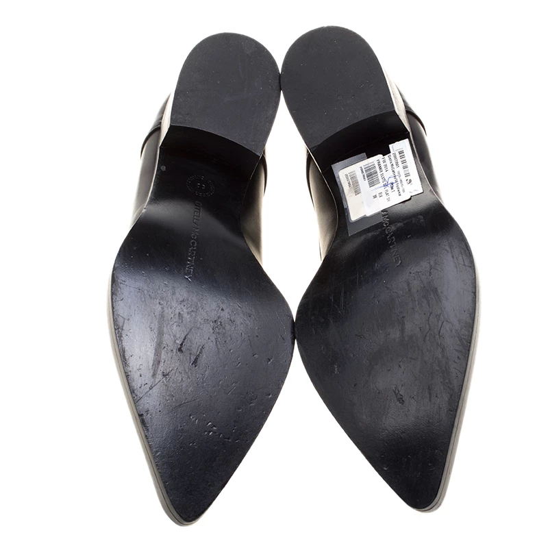 Stella McCartney Black Faux Leather Frankie Pointed Toe Elastic Detail Loafers Size 38 For Women 8 Stella McCartney Black Faux Leather Frankie Pointed Toe Elastic Detail Loafers Size 38 For Women - Image 6