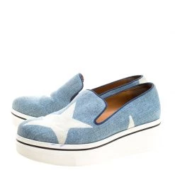 Stella McCartney Light Wash Star Printed Denim Binx Platform Slip On Sneakers Size 40 For Women -Stella McCartney Sales luxury women stella mccartney used shoes p126544 0004