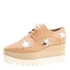 Stella McCartney Beige Faux Leather Elyse Star Platform Lace Up Derby Size 39 For Women