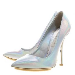 Stella McCartney Metallic Silver Holographic Faux Leather Pointed Toe Pumps Size 39 For Women -Stella McCartney Sales luxury women stella mccartney used shoes p136935 0004