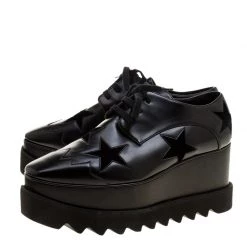Stella McCartney Black Faux Leather Elyse Star Platform Derby Size 37 For Women -Stella McCartney Sales luxury women stella mccartney used shoes p138163 0004