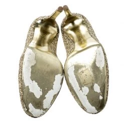 Stella McCartney Metallic Gold Glitter And Faux Suede Trim Bon Bon Pumps Size 39.5 For Women -Stella McCartney Sales luxury women stella mccartney used shoes p142036 006