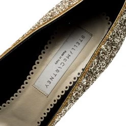 Stella McCartney Metallic Gold Glitter And Faux Suede Trim Bon Bon Pumps Size 39.5 For Women -Stella McCartney Sales luxury women stella mccartney used shoes p142036 007
