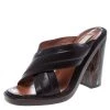 Stella McCartney Brown Quilted Faux Leather Veneer Criss Cross Block Heel Mules Size 39 For Women -Stella McCartney Sales luxury women stella mccartney used shoes p144909 0001
