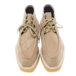 Stella McCartney Beige Faux Suede High Clipper Platform Ankle Boots Size 37.5 For Women -Stella McCartney Sales luxury women stella mccartney used shoes p148701 0003