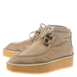 Stella McCartney Beige Faux Suede High Clipper Platform Ankle Boots Size 37.5 For Women -Stella McCartney Sales luxury women stella mccartney used shoes p148701 0004
