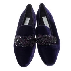 Stella McCartney Purple Velvet Crystal Embellished Smoking Slippers Size 38.5 For Women -Stella McCartney Sales luxury women stella mccartney used shoes p151023 0003