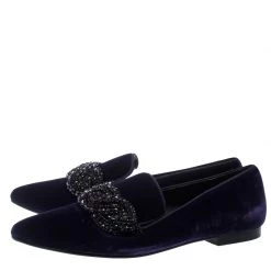 Stella McCartney Purple Velvet Crystal Embellished Smoking Slippers Size 38.5 For Women -Stella McCartney Sales luxury women stella mccartney used shoes p151023 0004
