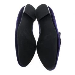 Stella McCartney Purple Velvet Crystal Embellished Smoking Slippers Size 38.5 For Women -Stella McCartney Sales luxury women stella mccartney used shoes p151023 0006