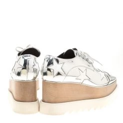 Stella McCartney Metallic Silver Faux Leather Indium Elyse Star Platform Derby Size 38 For Women -Stella McCartney Sales luxury women stella mccartney used shoes p153470 0005