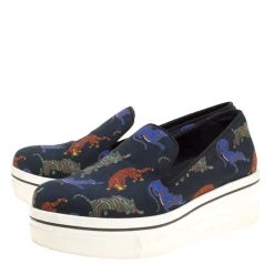 Stella McCartney Black Multicolor Animal Print Canvas Platform Slip On Sneakers Size 37 For Women -Stella McCartney Sales luxury women stella mccartney used shoes p153849 0004
