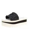 Stella McCartney Black Ruffle Faux Leather Platform Slide Sandals Size 38 For Women -Stella McCartney Sales luxury women stella mccartney used shoes p154518 0001