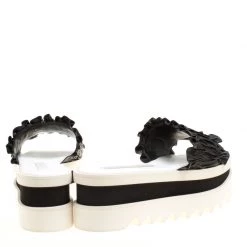 Stella McCartney Black Ruffle Faux Leather Platform Slide Sandals Size 38 For Women -Stella McCartney Sales luxury women stella mccartney used shoes p154518 0005