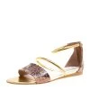 Stella McCartney Beige Faux Python Magwitch Flat Sandals Size 39 For Women