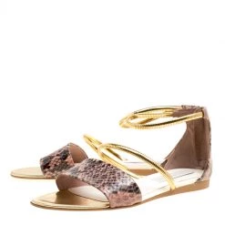 Stella McCartney Beige Faux Python Magwitch Flat Sandals Size 39 For Women -Stella McCartney Sales luxury women stella mccartney used shoes p154520 0004