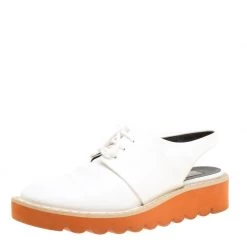 Stella McCartney White Faux Leather Slingback Oxfords Size 39 For Women