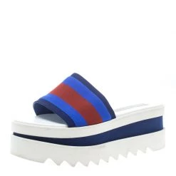 Stella McCartney Blue Canvas Platform Slides Size 38 For Women
