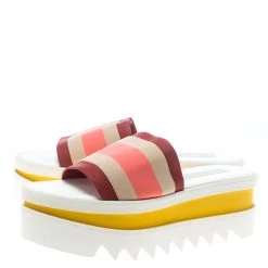 Stella McCartney Red Color Block Canvas Platform Slides Size 38 For Women -Stella McCartney Sales luxury women stella mccartney used shoes p154827 0004