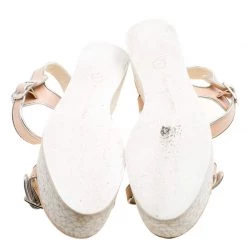 Stella McCartney Beige/Silver Faux Leather Geena Marble Platform Sandals Size 38 For Women -Stella McCartney Sales luxury women stella mccartney used shoes p155237 0006