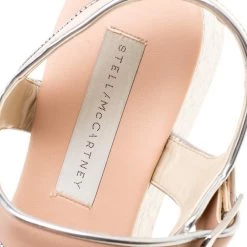 Stella McCartney Beige/Silver Faux Leather Geena Marble Platform Sandals Size 38 For Women -Stella McCartney Sales luxury women stella mccartney used shoes p155237 0007