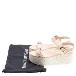 Stella McCartney Beige/Silver Faux Leather Geena Marble Platform Sandals Size 38 For Women -Stella McCartney Sales luxury women stella mccartney used shoes p155237 0008