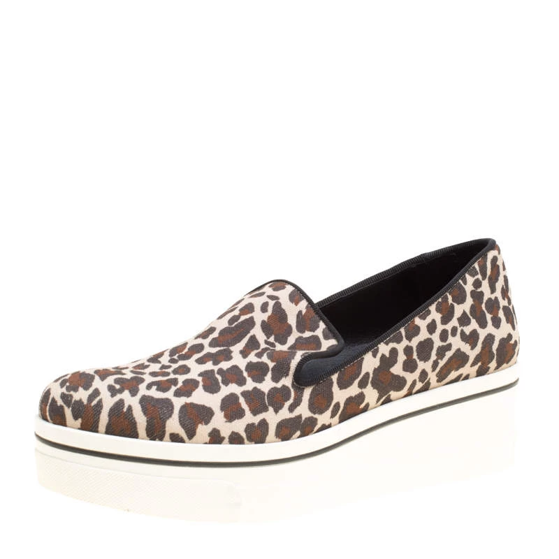 Stella McCartney Multicolor Leopard Print Canvas Platform Slip On Sneakers Size 38 For Women 3 Stella McCartney Multicolor Leopard Print Canvas Platform Slip On Sneakers Size 38 For Women