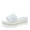 Stella McCartney White Ruched Faux Leather Platform Slides Size 38 For Women -Stella McCartney Sales luxury women stella mccartney used shoes p159727 0001