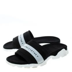 Stella McCartney Black Faux Suede And Fabric Sporty Slides Size 38 For Women -Stella McCartney Sales luxury women stella mccartney used shoes p163614 007