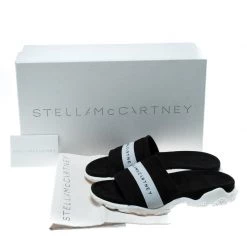 Stella McCartney Black Faux Suede And Fabric Sporty Slides Size 38 For Women -Stella McCartney Sales luxury women stella mccartney used shoes p163614 008