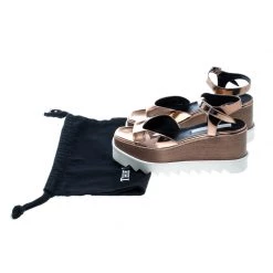 Stella McCartney Bronze Faux Leather Indium Elyse Star Wedge Sandals Size 36.5 For Women -Stella McCartney Sales luxury women stella mccartney used shoes p164264 1545815148 001