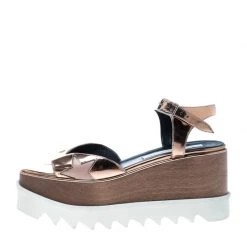 Stella McCartney Bronze Faux Leather Indium Elyse Star Wedge Sandals Size 36.5 For Women -Stella McCartney Sales luxury women stella mccartney used shoes p164264 1545815150 004