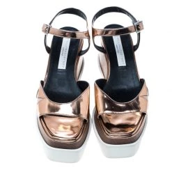 Stella McCartney Bronze Faux Leather Indium Elyse Star Wedge Sandals Size 36.5 For Women -Stella McCartney Sales luxury women stella mccartney used shoes p164264 1545815154 006