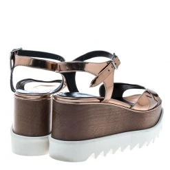 Stella McCartney Bronze Faux Leather Indium Elyse Star Wedge Sandals Size 36.5 For Women -Stella McCartney Sales luxury women stella mccartney used shoes p164264 1545815155 007