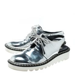 Stella McCartney Metallic Silver Faux Leather Odette Slingback Derby Size 41 For Women 13 Stella McCartney Metallic Silver Faux Leather Odette Slingback Derby Size 41 For Women -Stella McCartney Sales luxury women stella mccartney used shoes p166572 007