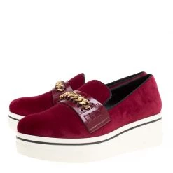 Stella McCartney Maroon Velvet Binx Chain Platform Loafers Size 39 For Women -Stella McCartney Sales luxury women stella mccartney used shoes p168614 008