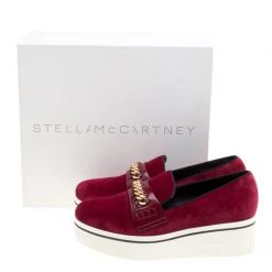 Stella McCartney Maroon Velvet Binx Chain Platform Loafers Size 39 For Women -Stella McCartney Sales luxury women stella mccartney used shoes p168614 009