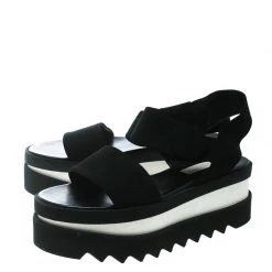 Stella McCartney Black Faux Nubuck Triple Platform Velcro Sandals Size 39 For Women -Stella McCartney Sales luxury women stella mccartney used shoes p171642 007