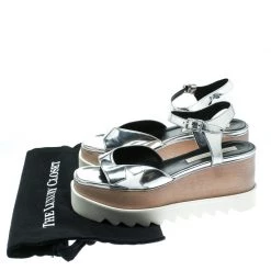 Stella McCartney Silver Faux Leather Indium Elyse Star Wedge Sandals Size 38 For Women 17 Stella McCartney Silver Faux Leather Indium Elyse Star Wedge Sandals Size 38 For Women -Stella McCartney Sales luxury women stella mccartney used shoes p175444 008