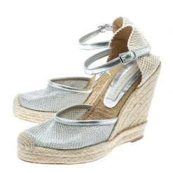 Stella McCartney Metallic Silver Fabric And Faux Leather Espadrille Wedge Sandals Size 36 For Women 14 Stella McCartney Metallic Silver Fabric And Faux Leather Espadrille Wedge Sandals Size 36 For Women -Stella McCartney Sales luxury women stella mccartney used shoes p176343 1550486102 004