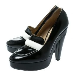 Stella McCartney Monochrome Faux Leather Mary Platform Loafer Pumps Size 40 For Women -Stella McCartney Sales luxury women stella mccartney used shoes p177508 007