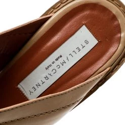 Stella McCartney Beige Faux Leather Veneer CrissCross Slides 39 For Women -Stella McCartney Sales luxury women stella mccartney used shoes p178577 002