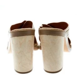 Stella McCartney Beige Faux Leather Veneer CrissCross Slides 39 For Women -Stella McCartney Sales luxury women stella mccartney used shoes p178577 005