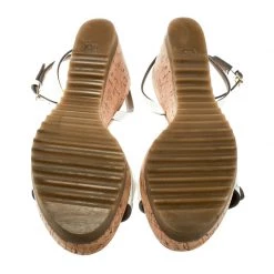 Stella McCartney White Faux Patent Leather Linda Cork Wedge Sandals Size 40 For Women -Stella McCartney Sales luxury women stella mccartney used shoes p179902 001